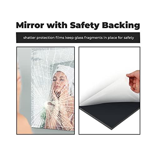 Fab Glass and Mirror Fab Glass and Mirror Wall Mounted 30"x30" Frameless Square Mirror | 1" Beveled Edge Mirror with Hooks for Bathroom Wall, Hallway, Bedroom, Makeup Vanity