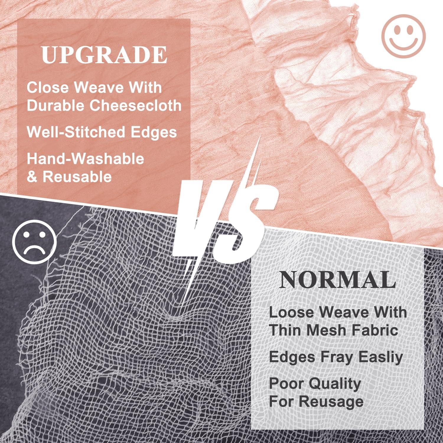 Asee\'m Asee\'m 4pcs Cheesecloth Table Runner 120 Inches Long Dusty Pink Boho Gauze Cheese Cloth Runner 10FT Rustic Sheer Table Runners for Christmas Wedding Party Baby Shower Spring Easter Decoration