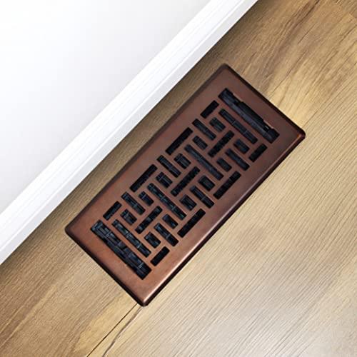 Decor Grates Decor Grates AJH410-RB Oriental Floor Register, 4x10 Inches, Rubbed Bronze Finish