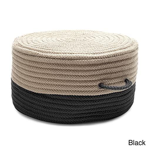 Colonial Mills Colonial Mills Two-Tone Textured Round Pouf Ottoman with Handle Orange