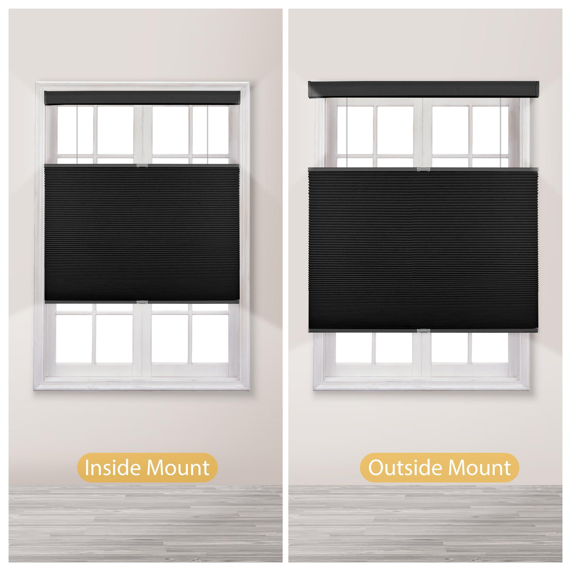 BERISSA BERISSA Top Down Bottom Up Cellular Shades Honeycomb Blinds Easy Install Blackout Cellular Blinds for Window.Black.21 W x 36" H