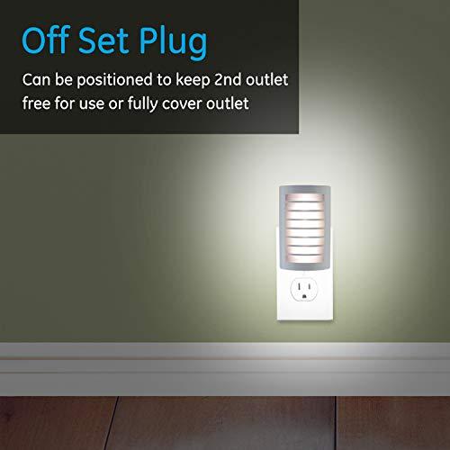 GE GE CoverLite Automatic LED Night Light, White Finish, Plug-In, Soft White, Dusk to Dawn Sensor, Energy-Efficient, Ideal for Hallways, Kitchens, Bathrooms, Bedrooms, Offices, 37300