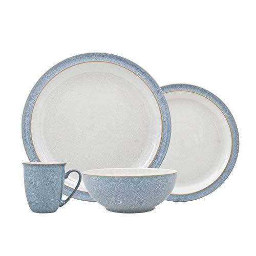 Denby Denby Dinnerware Set, Stoneware, Blue, 4 Pieces