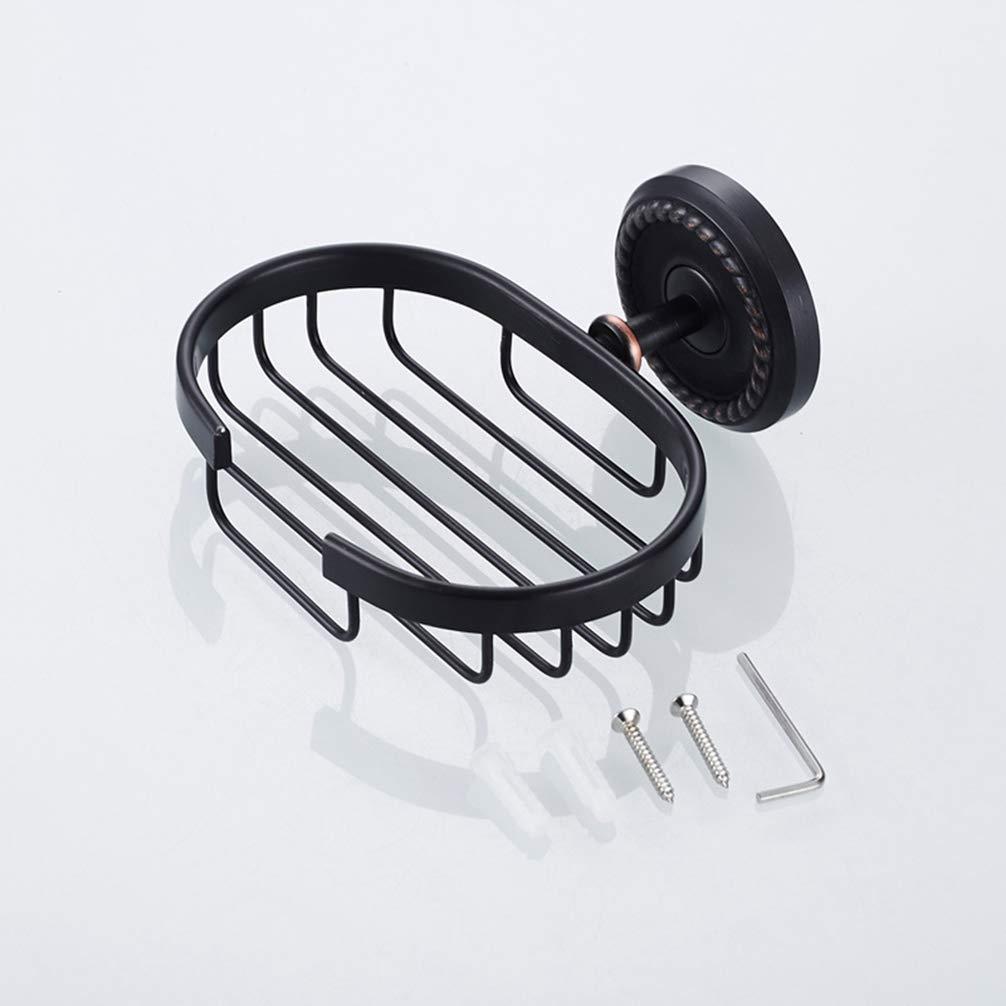 LUDSUY LUDSUY Black Bronze Bathroom Hardware Pendant Copper Soap Basket Soap Dish Rack