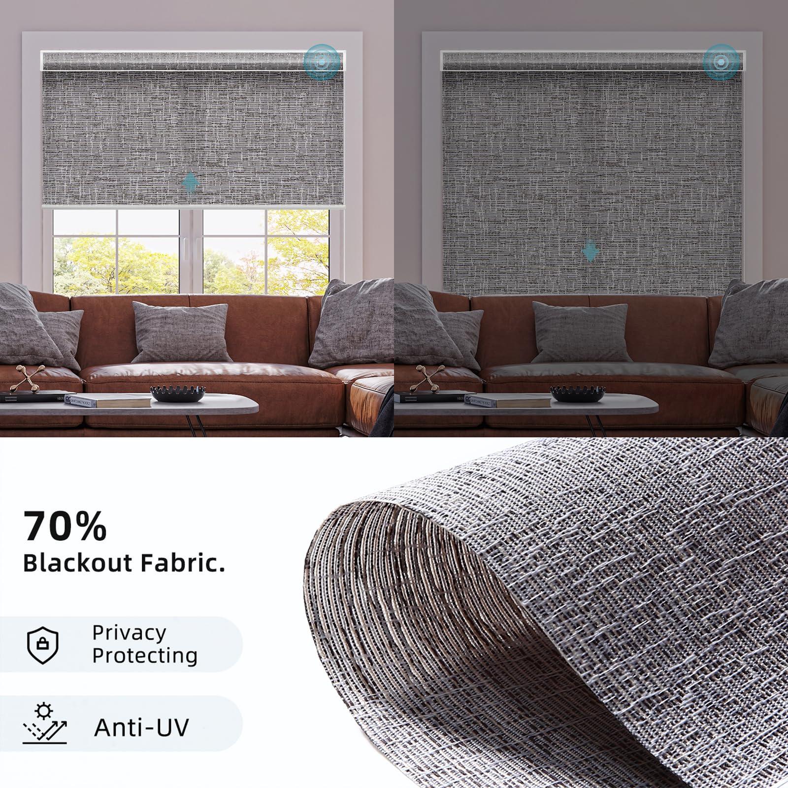 SmartWings SmartWings Motorized Blinds with Remote, Compatible with Homekit Thread-Enabled Shade, Light Filtering Cordless Smart Shade, Electric Automatic Sunscreen Blinds, Customized, Safari Midnight