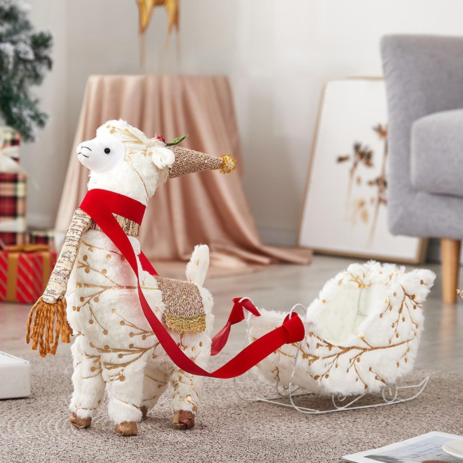 VaLtEv VaLtEv Christmas Santa Sleigh Decor Basket Candy Dish Bowl Server Container Table Top Christmas Decorations White Figurines Statue Xmas Winter Holiday Ornaments Children Gifts Photo Booth Props