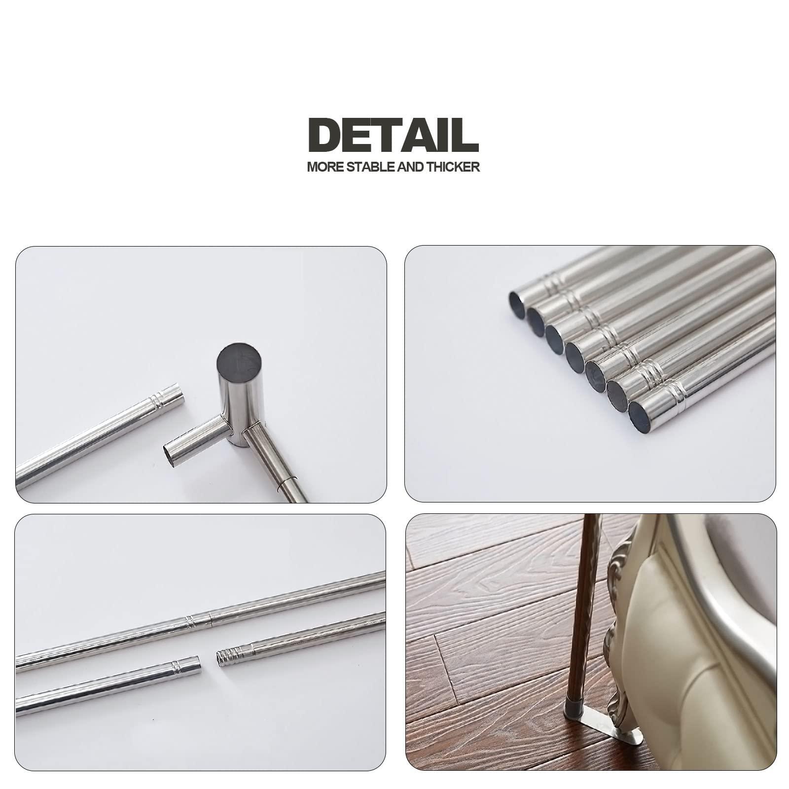 Usknxiu Usknxiu Canopy Bed Frame Queen, More Stable Stainless Steel Canopy Bed Frame/Full/King Size/Twin, Spiral Connection Canopy Poles for Bed,33mm,2L*1.5W*1.95H(m)