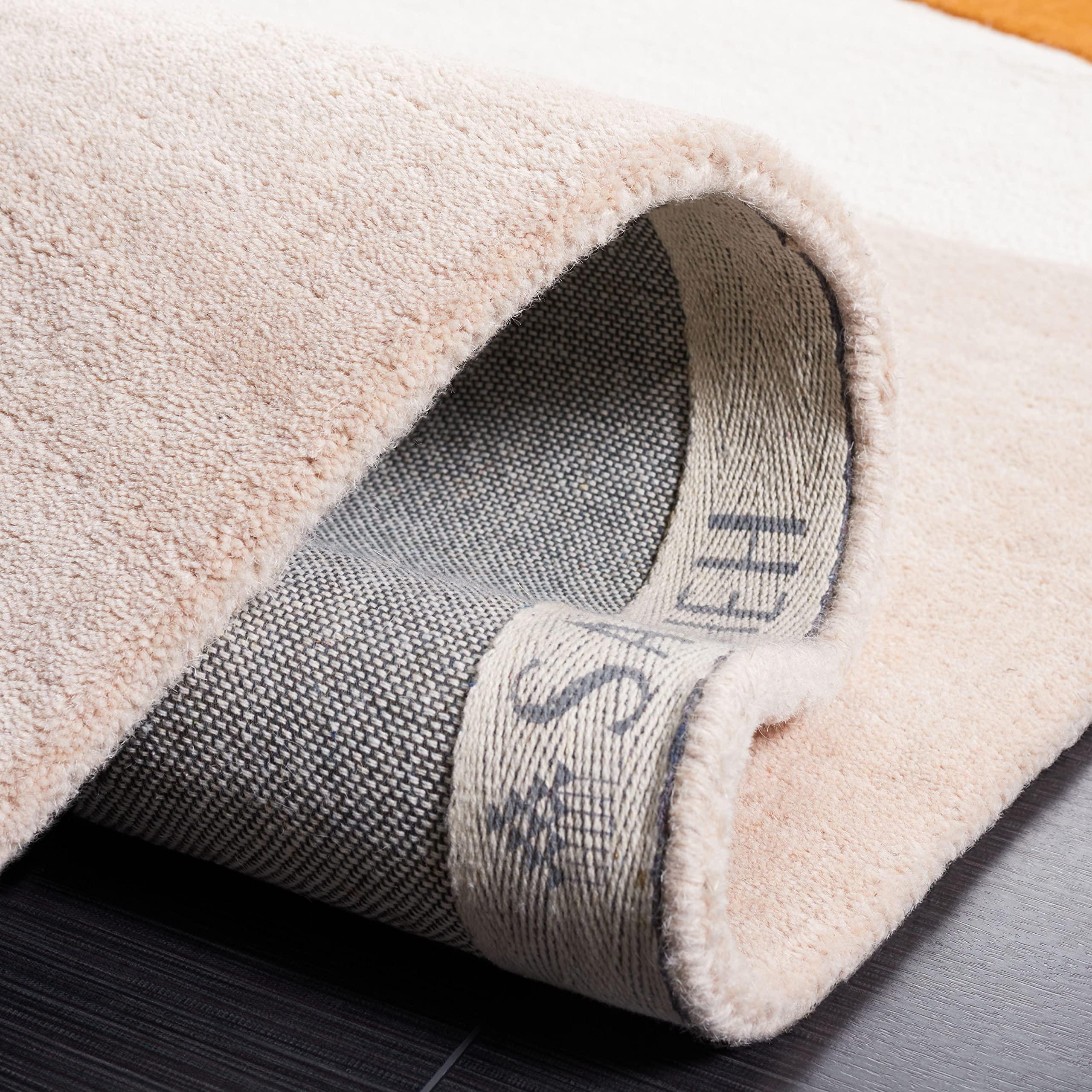 Safavieh SAFAVIEH Rodeo Drive Collection Area Rug - 6' Square, Ivory & Rust, Handmade Mid-Century Modern Abstract Wool, Ideal for High Traffic Areas in Living Room, Bedroom (RD860P)