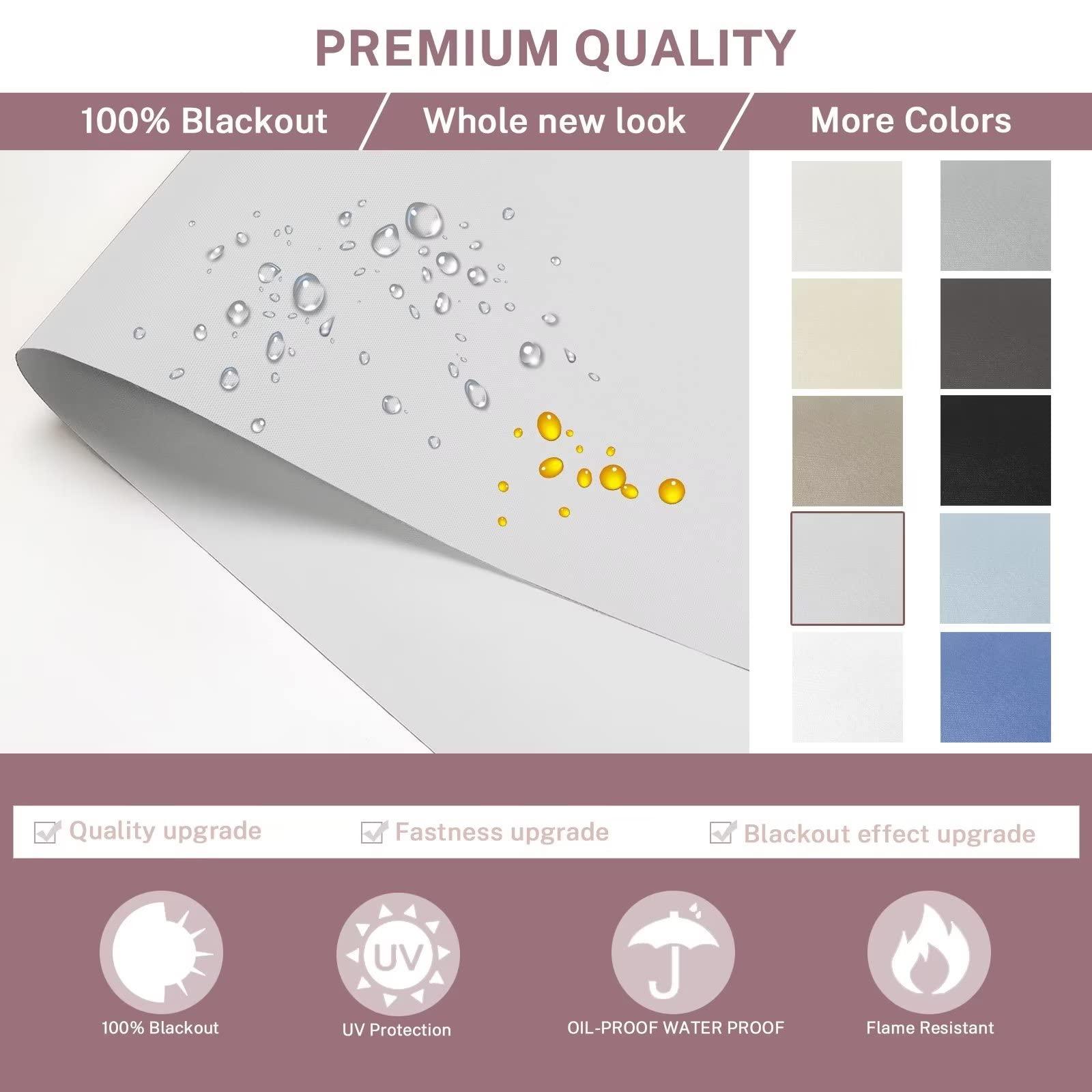 LOHOU Blackout Roller Window Shades and Blinds for Indoor Windows Waterproof Home Shower Office Privacy Custom French Door Shade Room Darkening Blinds (Cool Silver 100% Blackout, 21" W x 72" H)