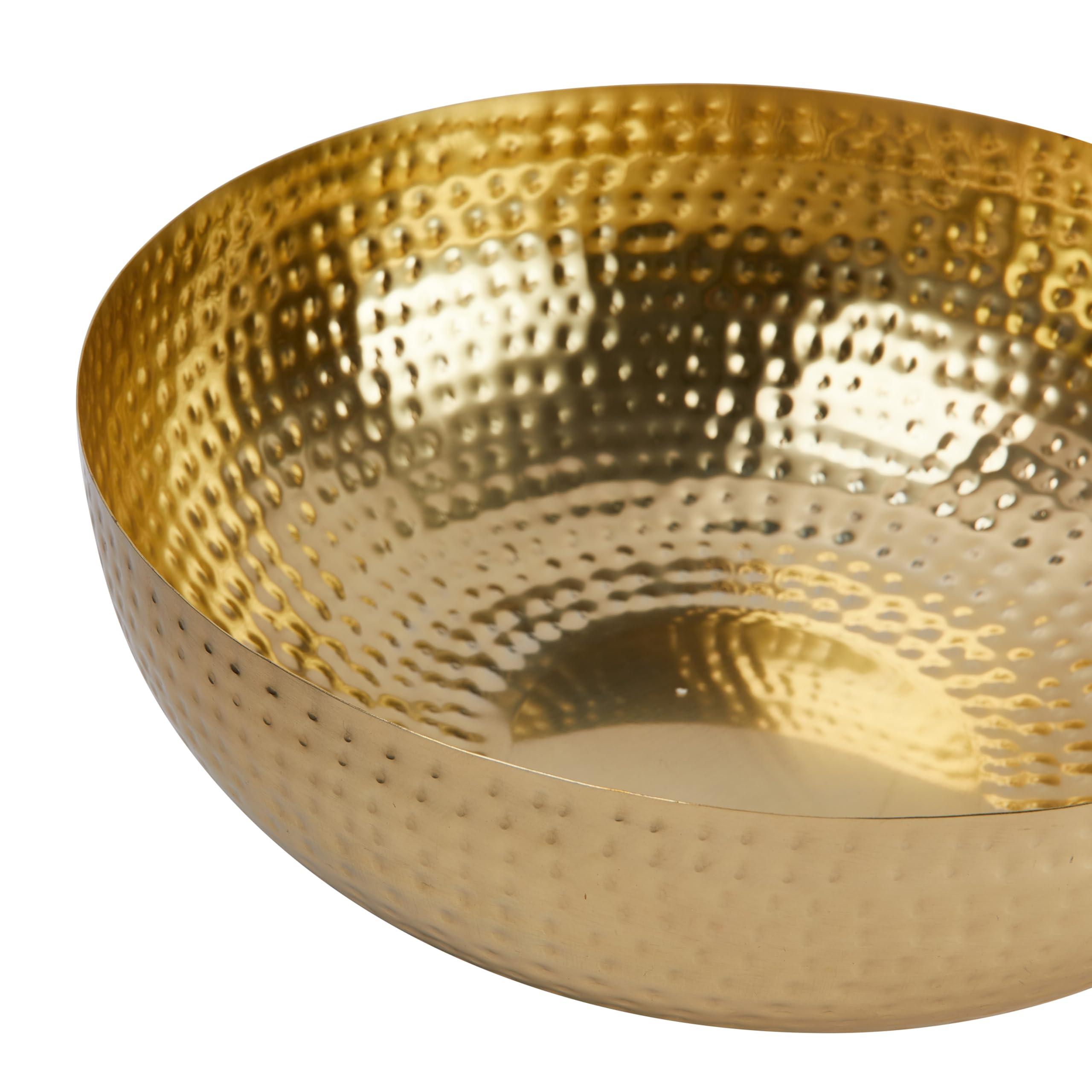 Creative Co-Op Creative Co-Op Round Hammered Metal Bowl, Gold Finish, 14\"