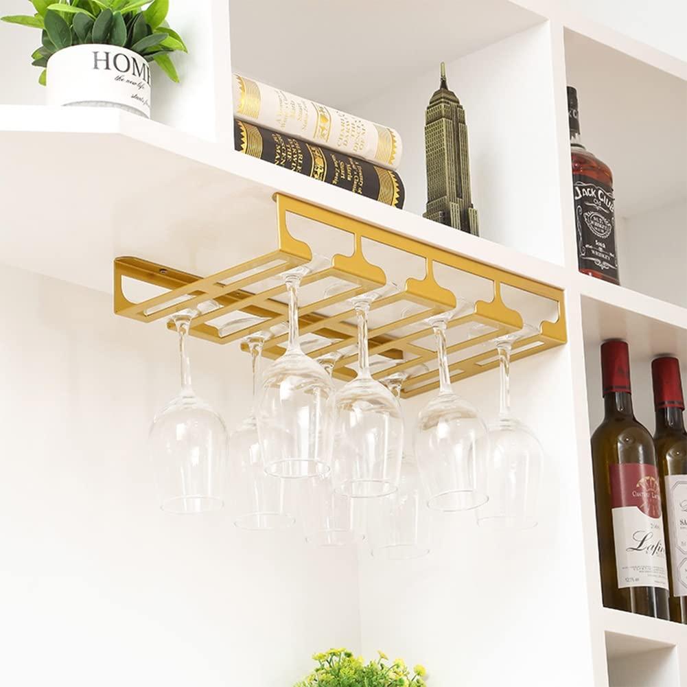 NWB Stylish Modern Wine Rack Wall Mounted,Under Cabinet Stemware Wine Glass Holder, Metal Wine Glass Organizer Glasses Storage Hanger for Kitchen Cabinet Bar Decor,Perfect for Wine lovers