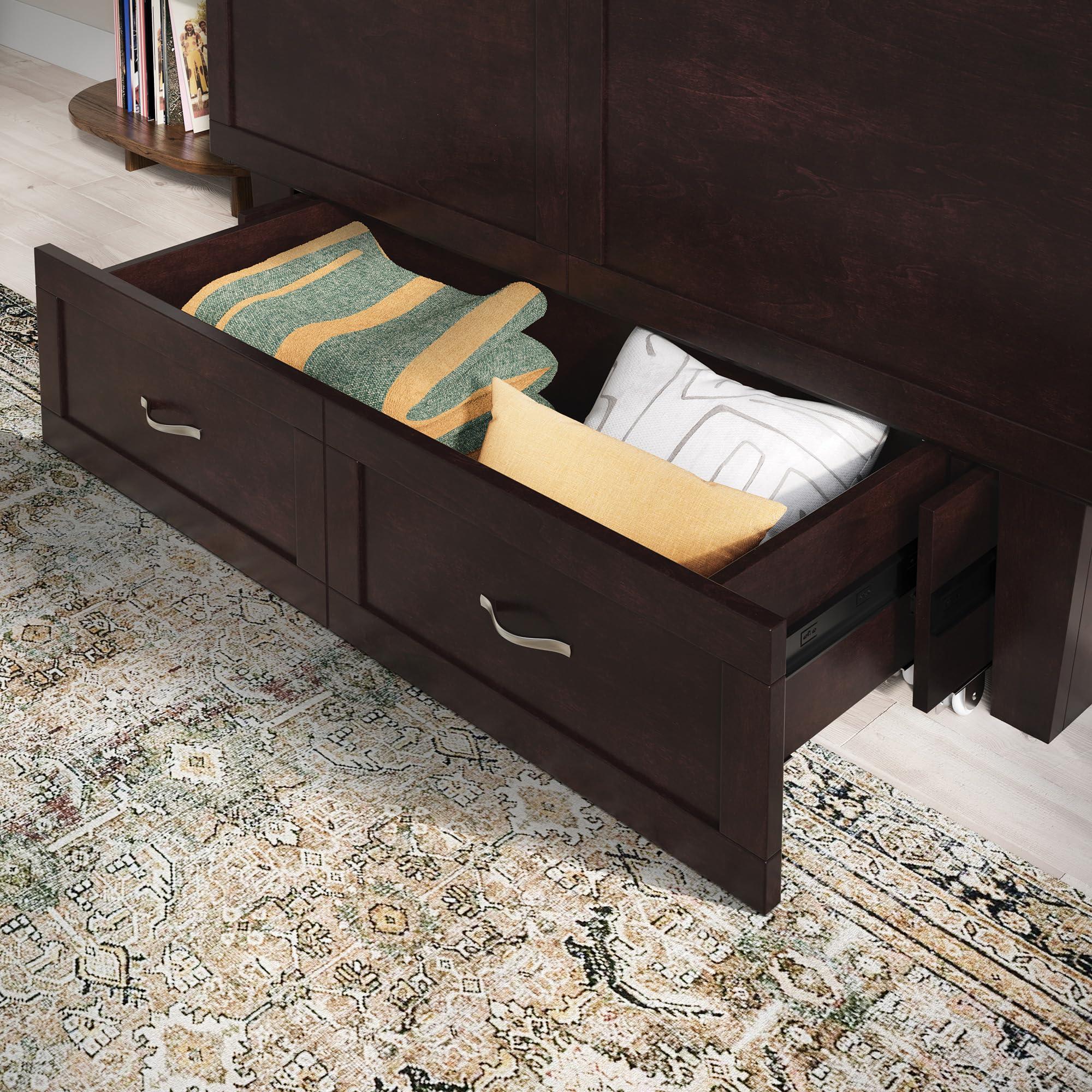 AFI AFI, Chelsea Mid-Century Modern Queen Solid Wood Murphy Bed Chest with Mattress in Espresso