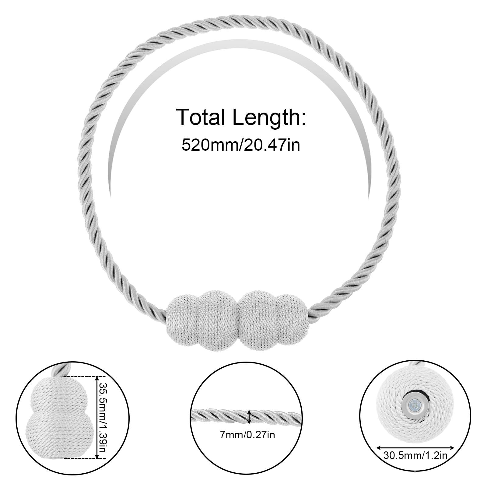 HOJLKLD HOJLKLD Magnetic Curtain Tiebacks 4 Pack Decorative Curtain Tie Backs Rope No Drill Magnetic Curtain Holders for Window Draperies (4, White)