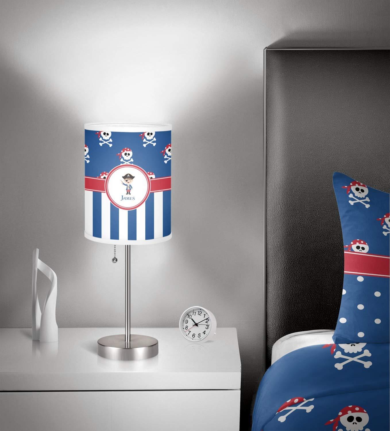 YouCustomizeIt YouCustomizeIt Personalized Blue Pirate 7\" Drum Lamp with Shade Polyester