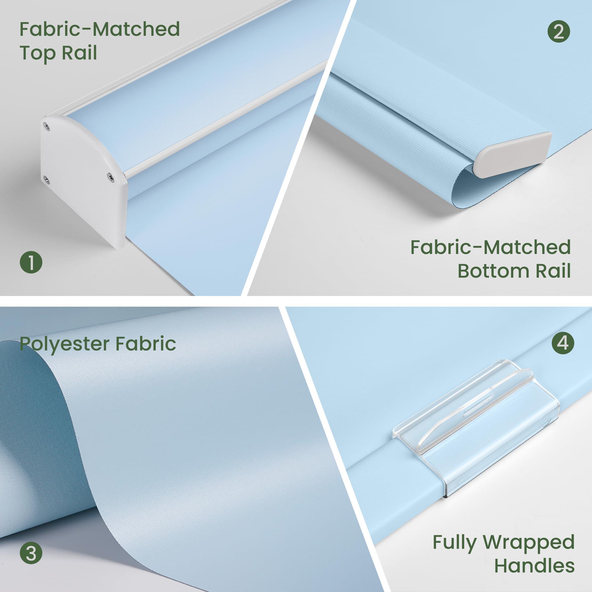 HOTSOON HOTSOON Blackout Roller Window Shades Cordless Simple Style Roller Shades Spring System Cassette Valance Roll Up Blinds for Windows, Door, Blue, 43" W x 48" H