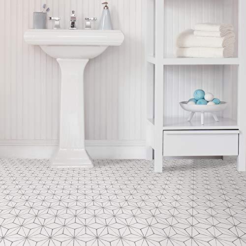 FloorPops FloorPops FP2481 Kikko Peel Stick Floor Tiles, White & Off-White