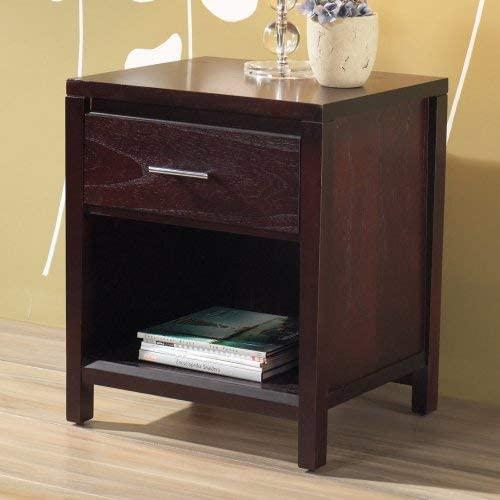 Modus Furniture Modus Furniture Solid Wood Nightstand, 1-Drawer with Charging Station, Nevis - Espresso