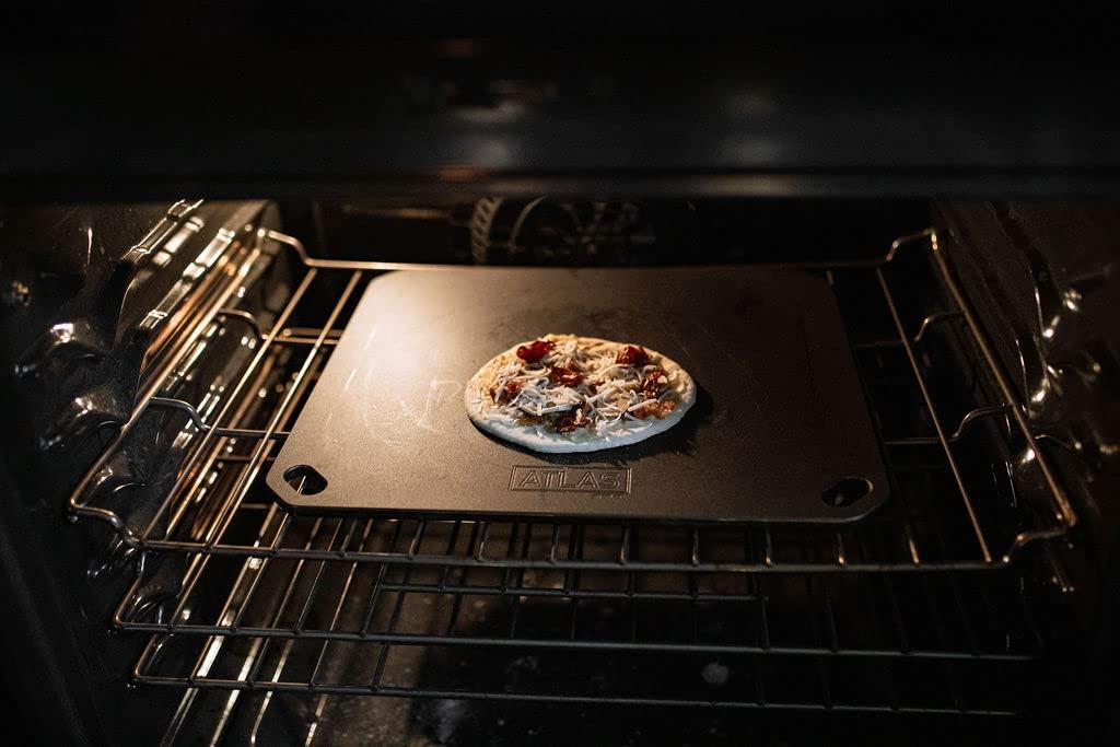 ATLAS STEEL CO. Baking Pizza Oven Steel for ANOVA Precision Oven 16.33 x 12.25, 1/4 Thick | Pizza Steel | Bread Baking Steel | Oven | Rounded Edge | Sandblasted | Made in Canada | Combi Oven