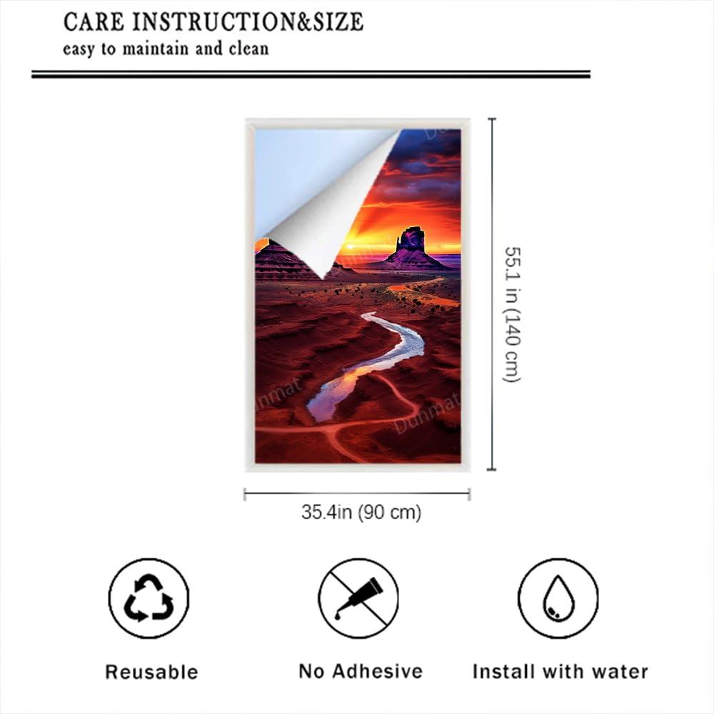 SOPIYRIO SOPIYRIO Fantasy Desert Stained Glass Window Film Beautiful Sky Sunset Monuments Privacy Window Film Non-Adhesive Glass Film Decorative Static Cling Film for Home Office 35.4Wx55.1L inch