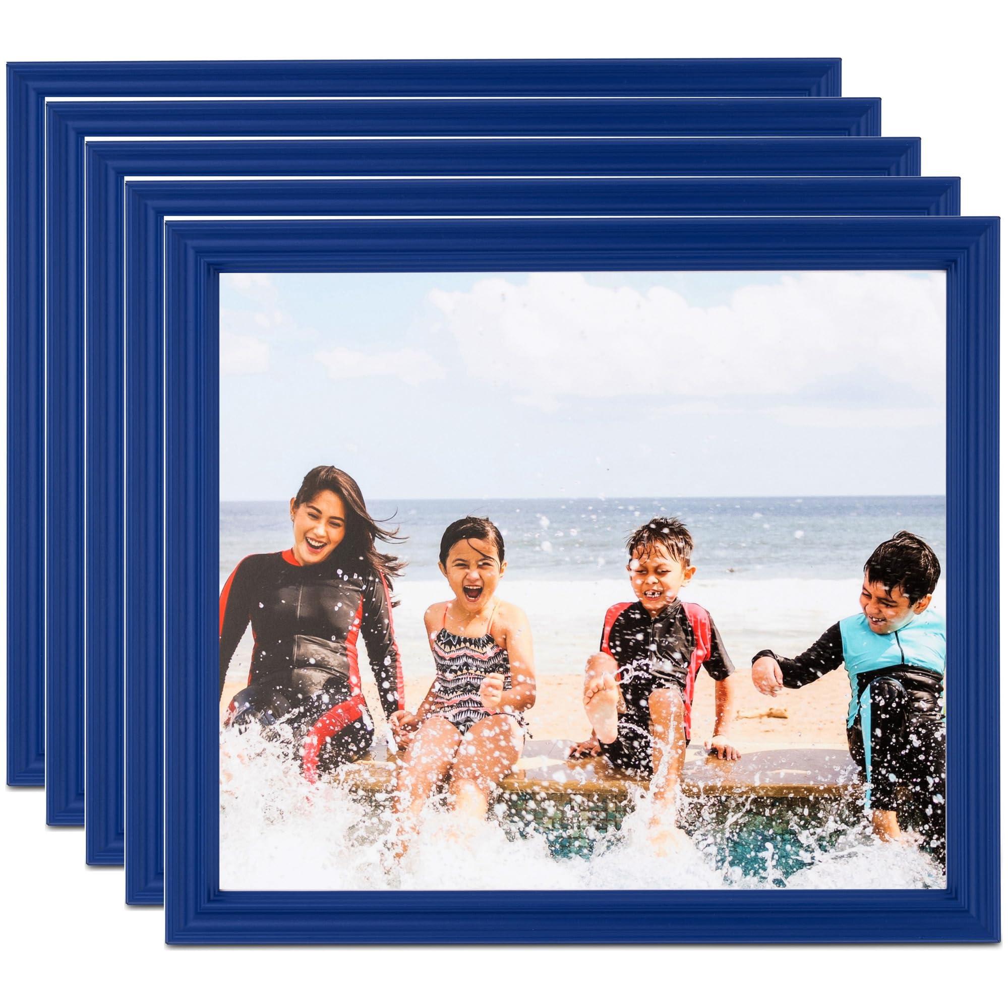 ArtToFrames ArtToFrames 12x24 Inch Blue Picture Frame, 5 - Pack, This 1.00 inch Custom Wood Poster Frame is Blue, Comes with Economy Acrylic (Frame_Pack_5_0066-60823-YBLU-12x24)