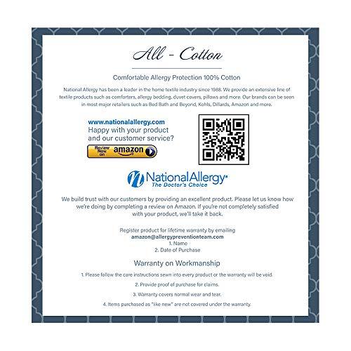 National Allergy National Allergy Complete Bedding Set - Queen Size - 100% Cotton Hypoallergenic Pillow (2 Pack) & Mattress Protector (12-Inch Deep), & Duvet Cover