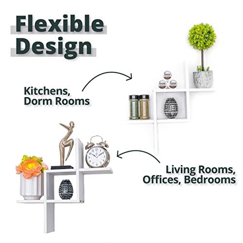 Greenco Greenco Criss Cross Intersecting Floating Shelf, Easy-To-Assemble Floating Wall Mount Shelves for Bedrooms and Living Rooms, Espresso Finish