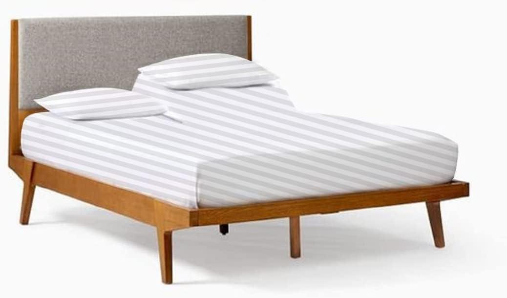 Silentnight Silentnight Split Head California King Sheets Sets for Adjustable Beds - 15\" Inch Deep Pocket - 800 Thread Count 100% Egyptian Cotton 4Pcs Sheet Set - Split Down 28 inches from The top - White Stripe