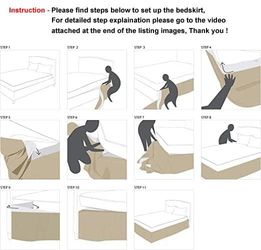 Comfort Beddings Comfort Beddings Magic Bed Skirt King 21 Inch Drop Bed Skirt 100% Cotton Blend No Mattress Lifter Wrap Around Bed Skirt with Pleated Split Corners - Ivory