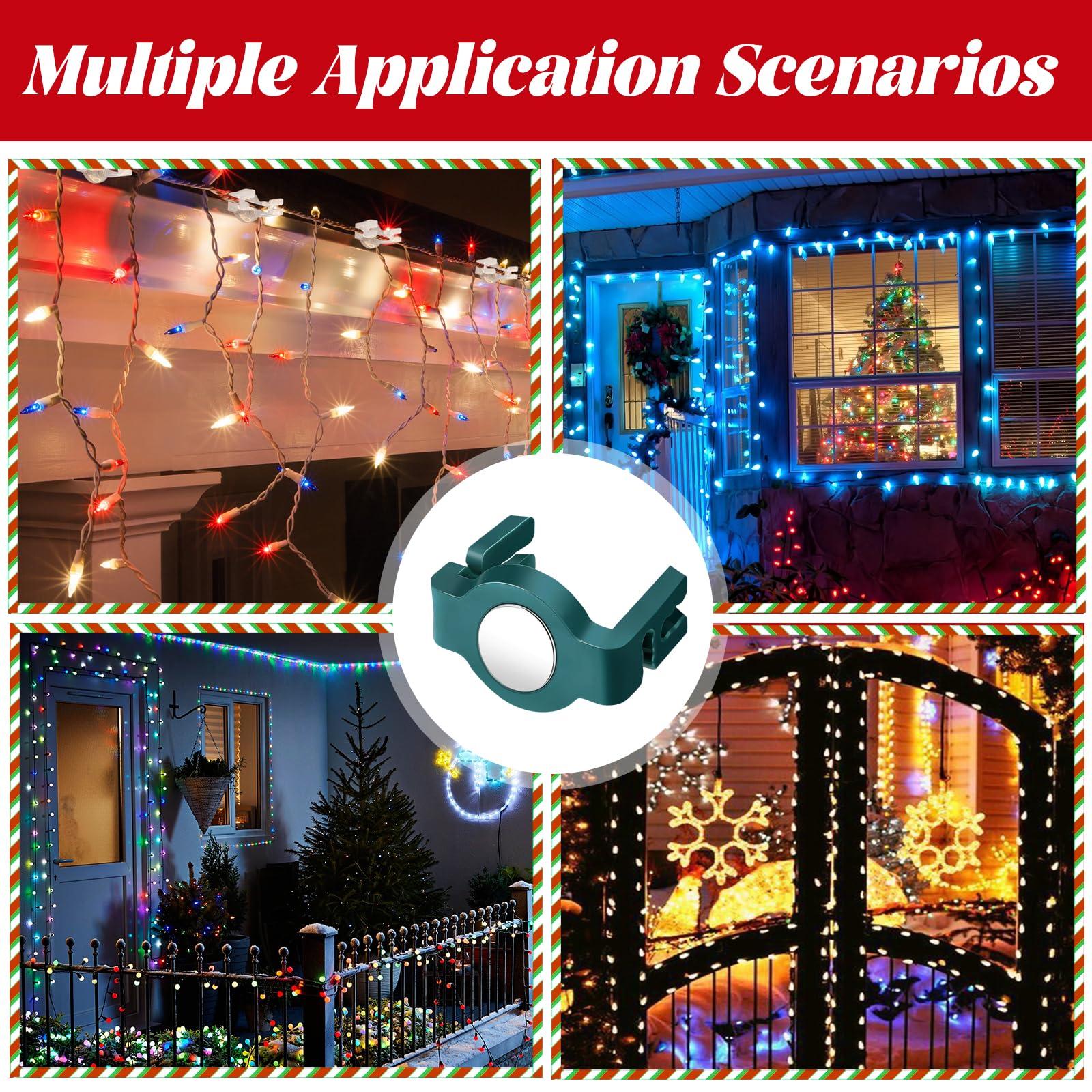 UQM UQM 50 Pack C9 Magnetic Christmas Light Clips, Extra Strong Magnetic Clips Hooks for Christmas Lights, Magnet Christmas Light Clips for C9 C7 Sockets Metal Roof Gutters Outside Patio Holiday Lighting