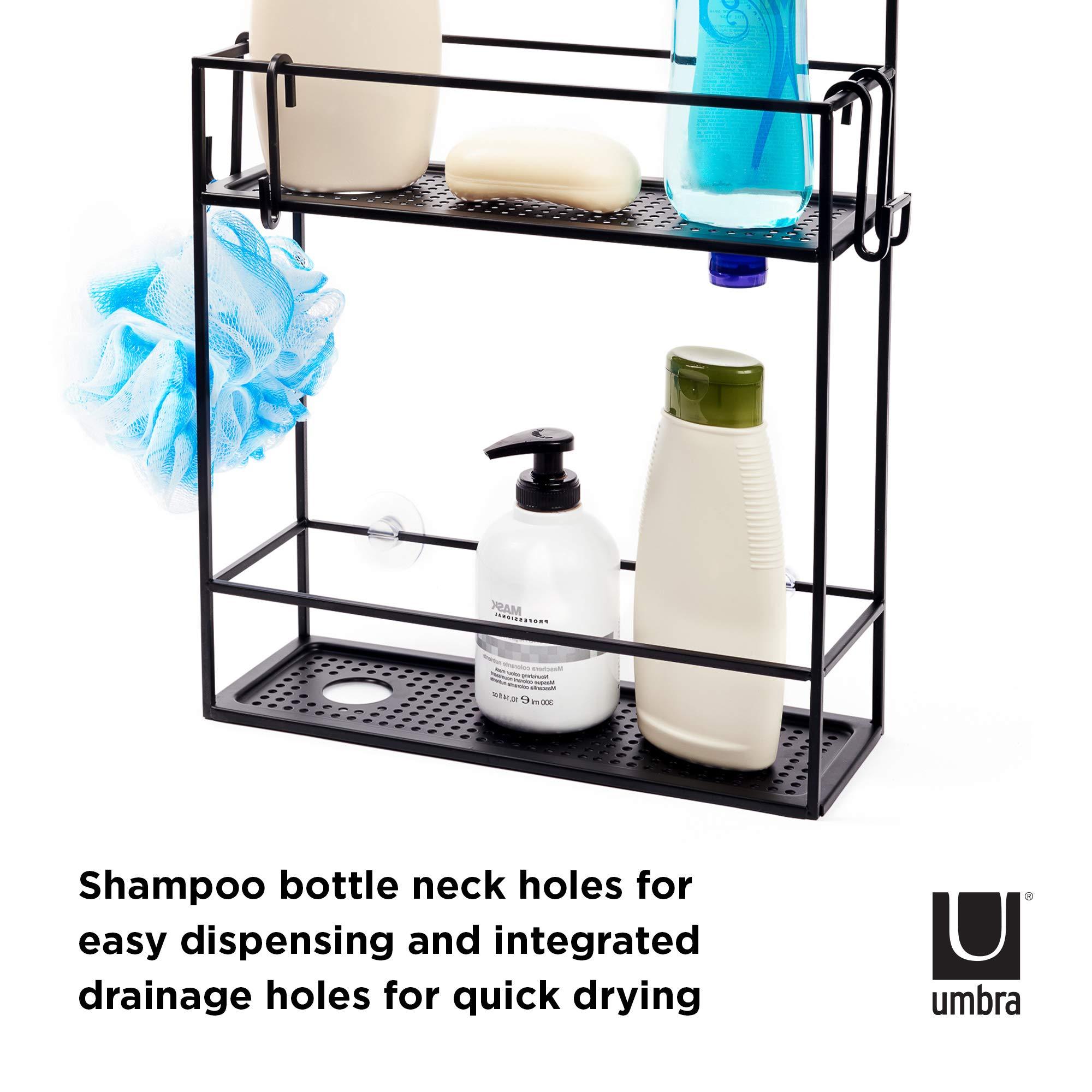 Umbra Umbra 023461-040 Cubiko Shower Caddy, Black Metal Shower Caddy Over the Shower Head
