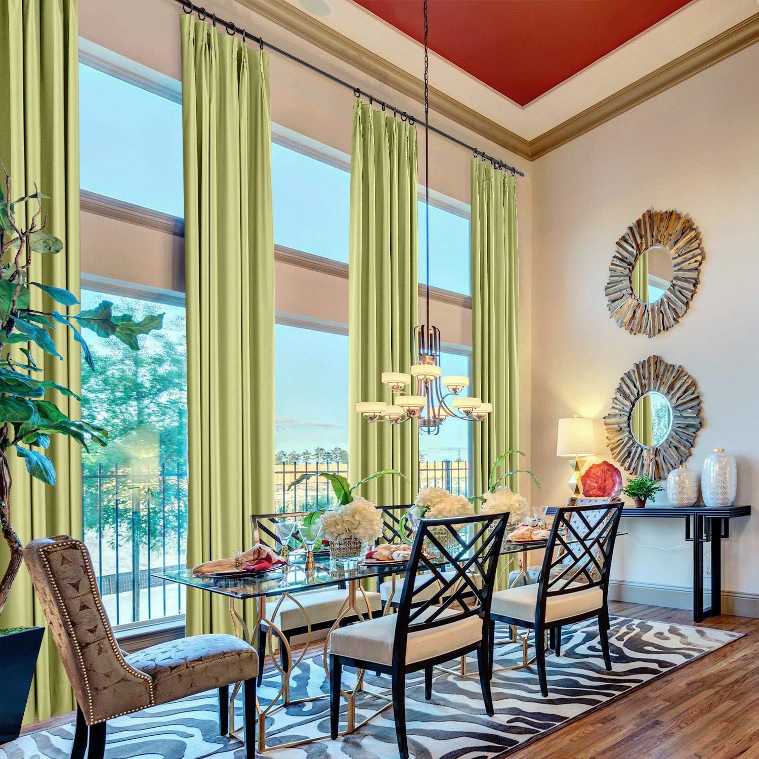 ChadMade ChadMade Total Blackout Panel Pinch Pleated Drape with Foam Coated Liner Privacy Protection Full Shading Panel for Shift Worker Day Light Sleeper Bedroom (Apple Green, 1 Panel)