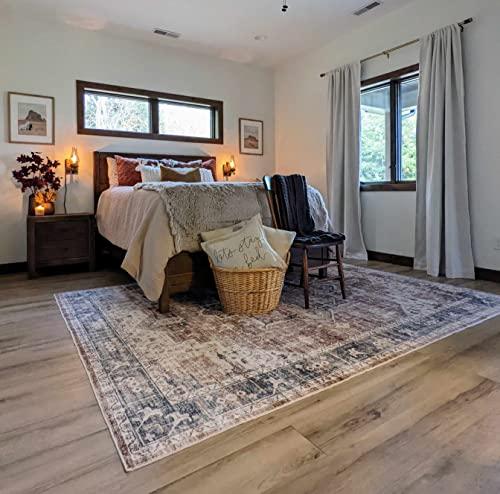 BoutiqueRugs BoutiqueRugs Adara Traditional Bordered Area Rug - Machine Washable - Dark Red, Blue, White - 2'7" x 4'