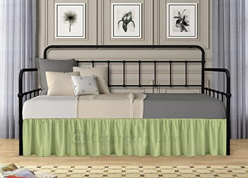 Cottington Lane Daybed Skirt with Split Corners Twin - Daybed Dust Ruffle Split Corners 18 inch Drop - Bed Skirts for Day beds - Microfiber Bed Sofa Daybed Skirt for Living Room Guest Room - Sage Daybed Skirt