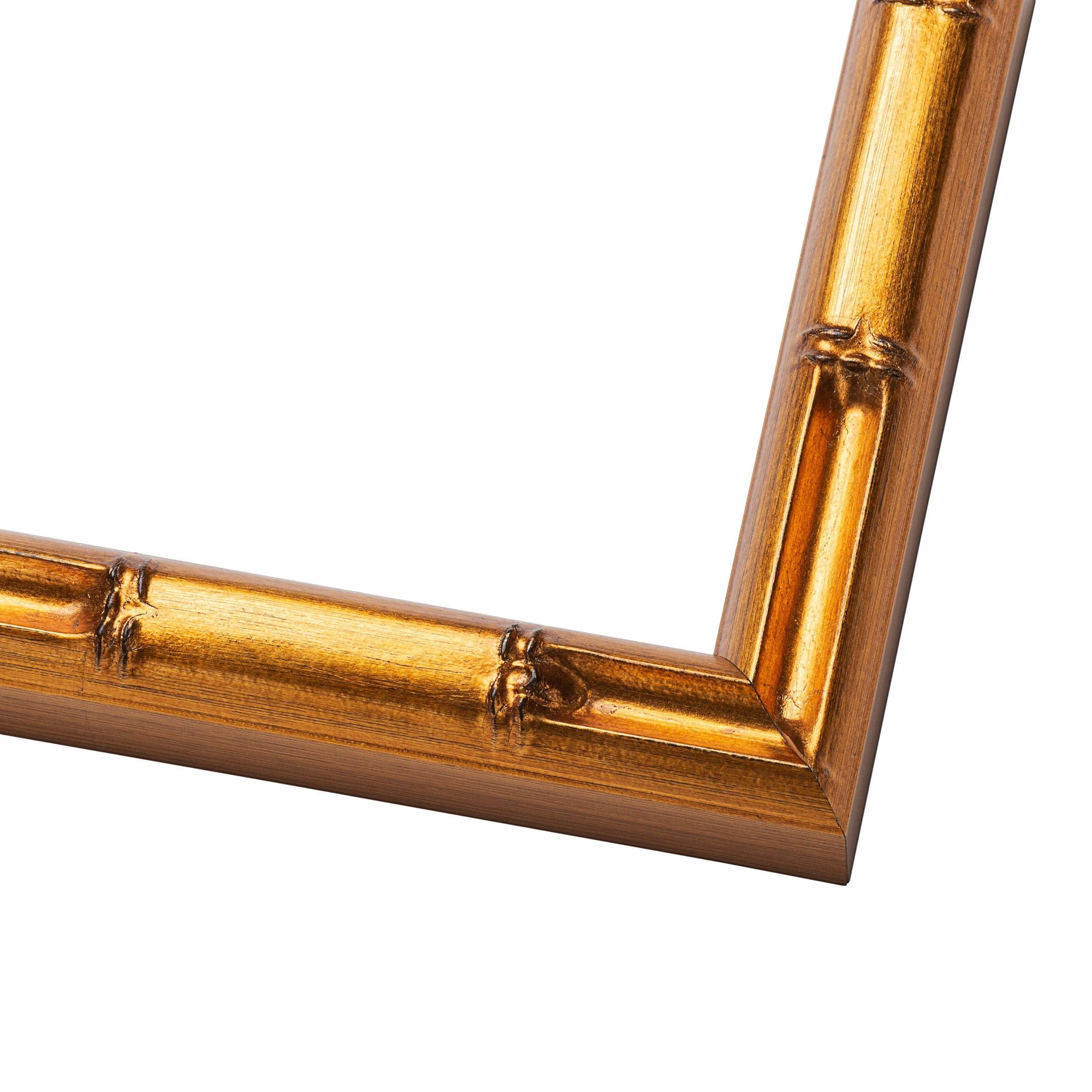 Poster Palooza Poster Palooza 14x22 Frame Gold Bamboo 1\" Wide Moulding Solid Wood Picture Frame with UV Acrylic Plexiglass, Foam Board Backing & Hanging Hardware Included