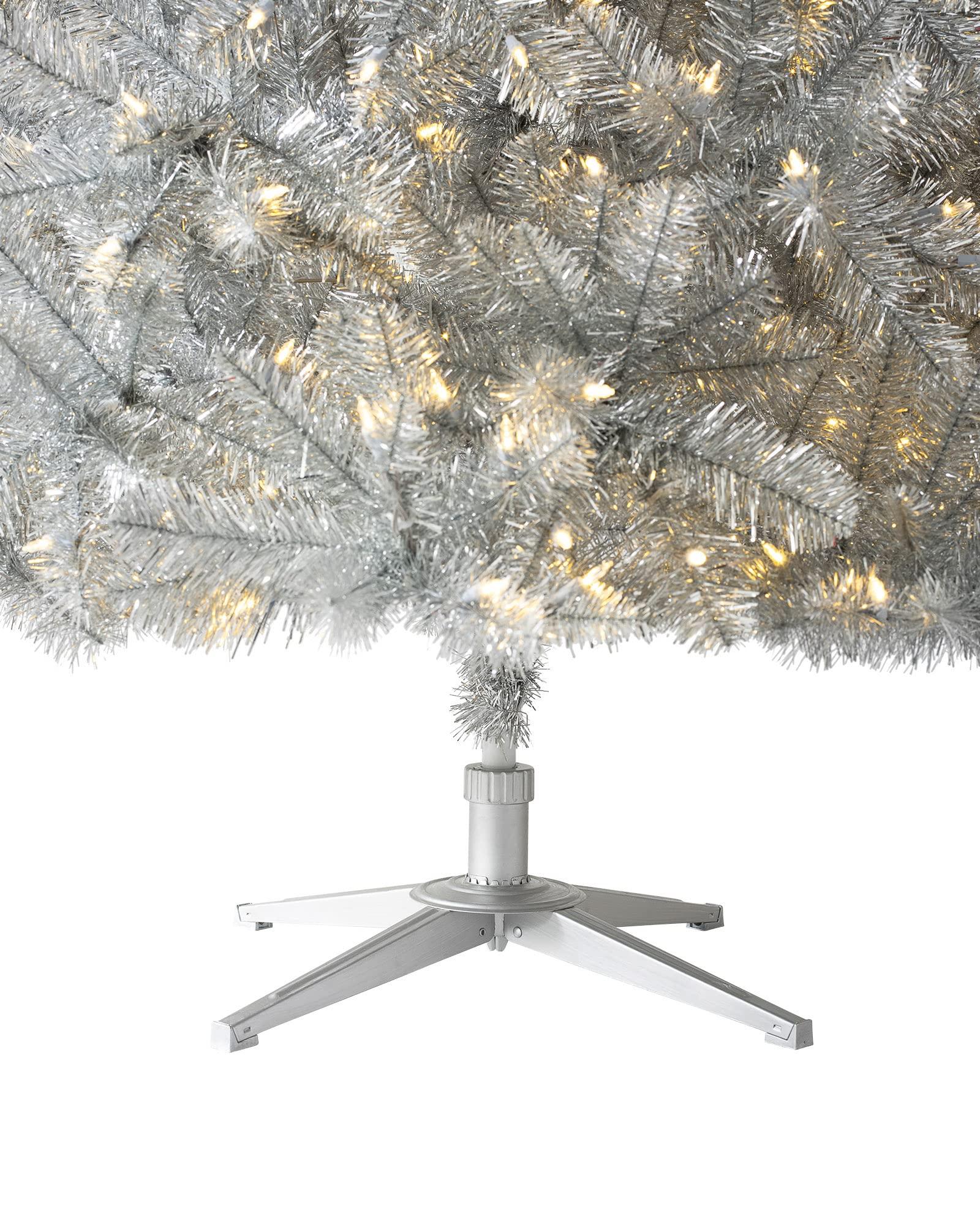 Treetopia Treetopia Silver Unlit Artificial Christmas Tree | Silver Stardust Tinsel - 6 Ft | Includes Premium Silver Tree Stand and 981 Individually Crafted Branch Tips