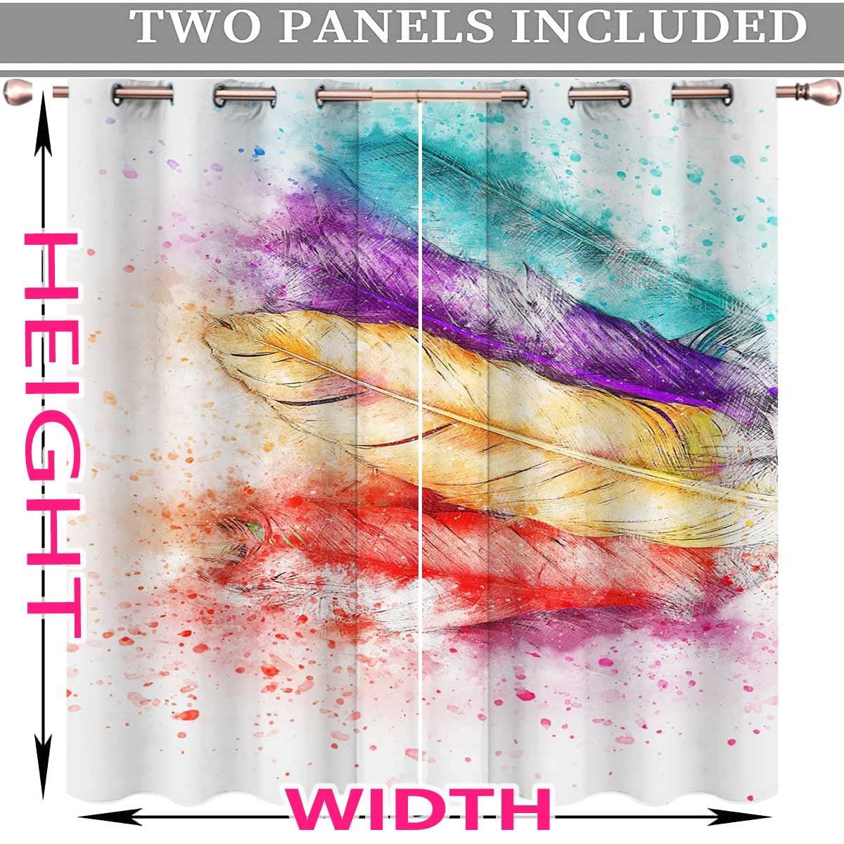 NEW-TWO Feathers Bird Animal Art Abstract Patio Door Curtain for Sliding Door 2 Panels Drapes Sets Thick Weight (W) 72 X (H) 72 Inches