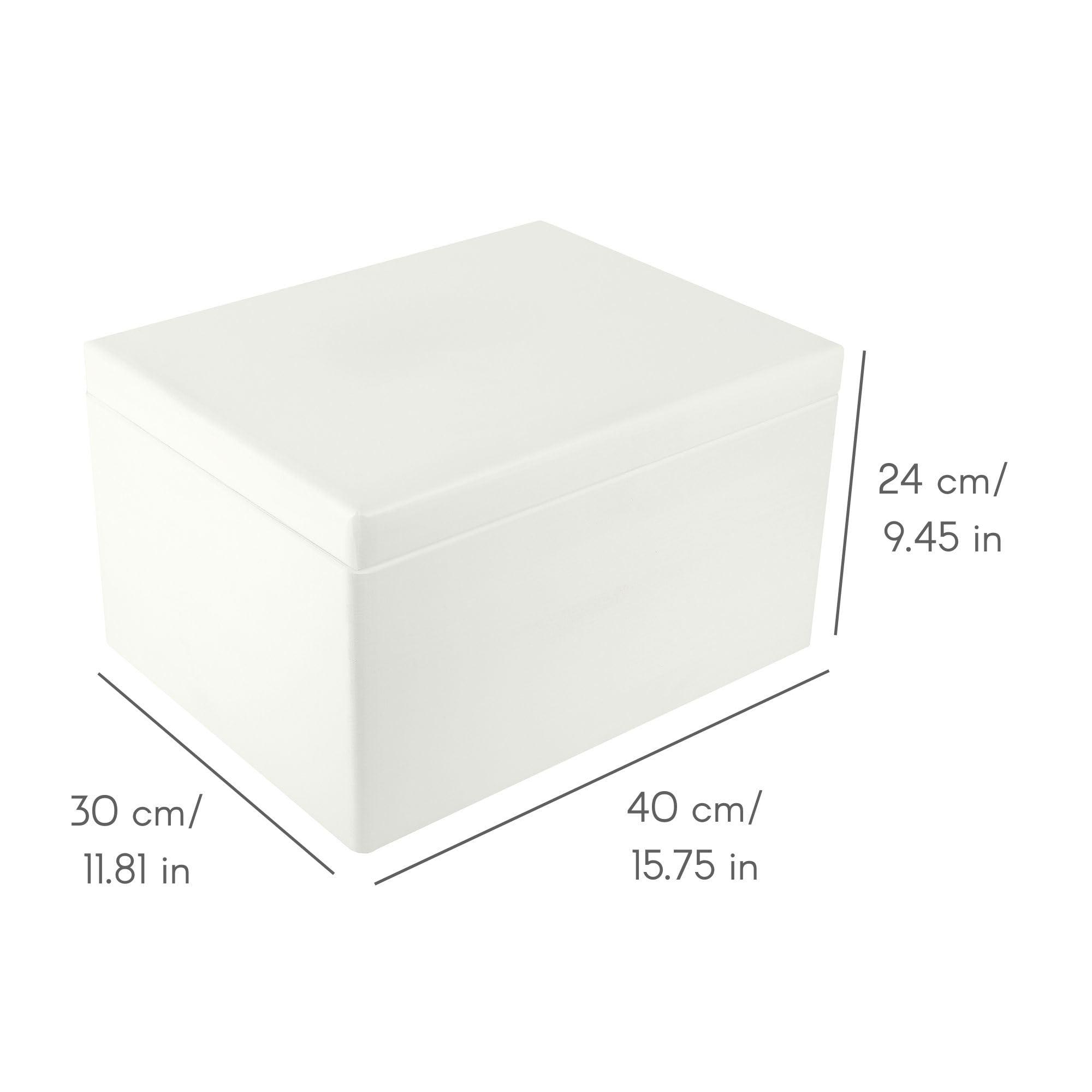 Creative Deco Creative Deco Large White Wooden Box Storage with Hinged Lid | 15.8 x 11.8 x 9.44 inches (+-0.5) | Gift Box for Tool Dog Toy Shoes Clothes Kitchen Storage Document | Wood Keepsake Chest