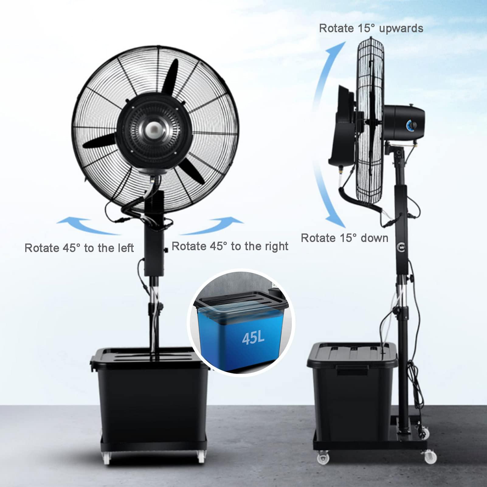 KAMPCO KAMPCO Portable Misting Oscillating Fan, Industrial Humidifying and Cooling Spray Fan, Floor Standing Fan with 90 Oscillation 3 Speed Settings