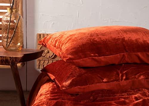 DecorAvenue DecorAvenue Ultra-Luxe Crushed Velvet Duvet Covers Set Rust Queen Boho Bedding UO Comforter Bedding Donna Cover,3 Pc Duvet Set, Luxury Hotel Quality 1 Duvet and 2 Pillowshams (90" x 90")