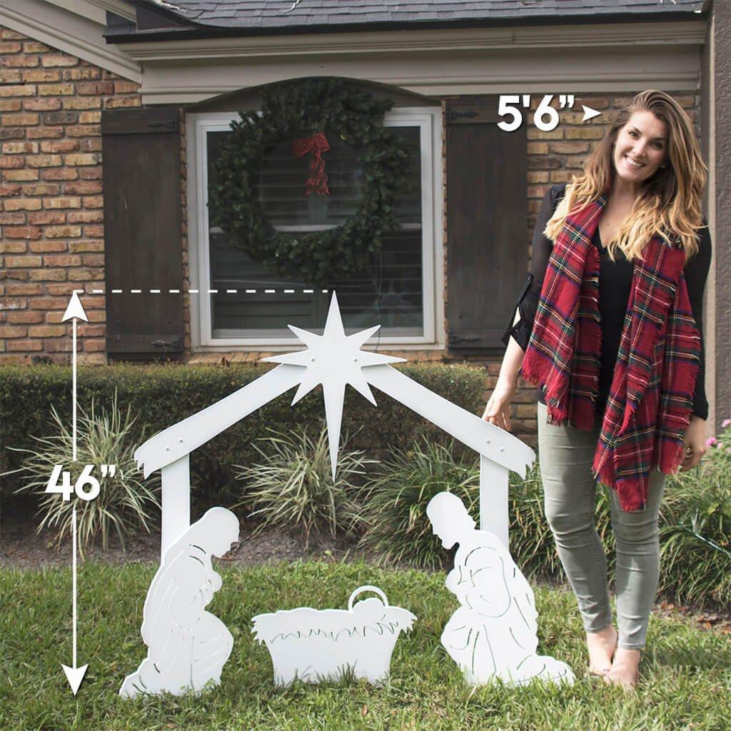 Teak Isle Teak Isle Outdoor Nativity Scene - Holy Family Yard Nativity Set. Made in USA, Durable Materials, Simple Assembly, Compact Storage. White. Solid Plastic.