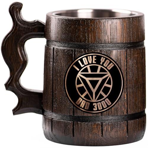 WildMugs Iron Beer Mug, Wooden Stein, Personalized Tankard