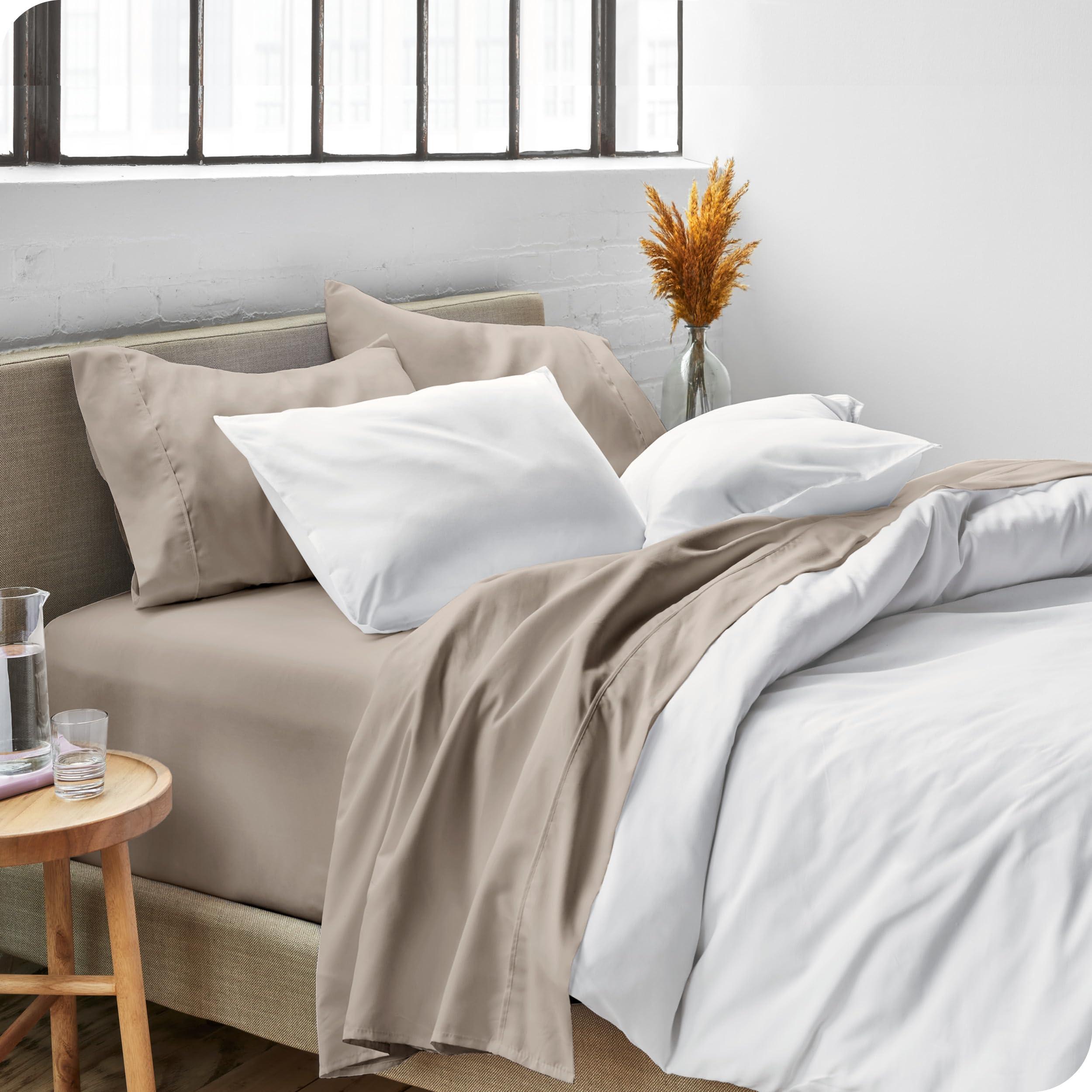 Bare Home Bare Home California King Sheet Set - 1800 Ultra-Soft Microfiber Cal King Bed Sheets - Double Brushed - Deep Pockets - Easy Fit - 4 Piece Set - Bed Sheets (California King, Khaki)