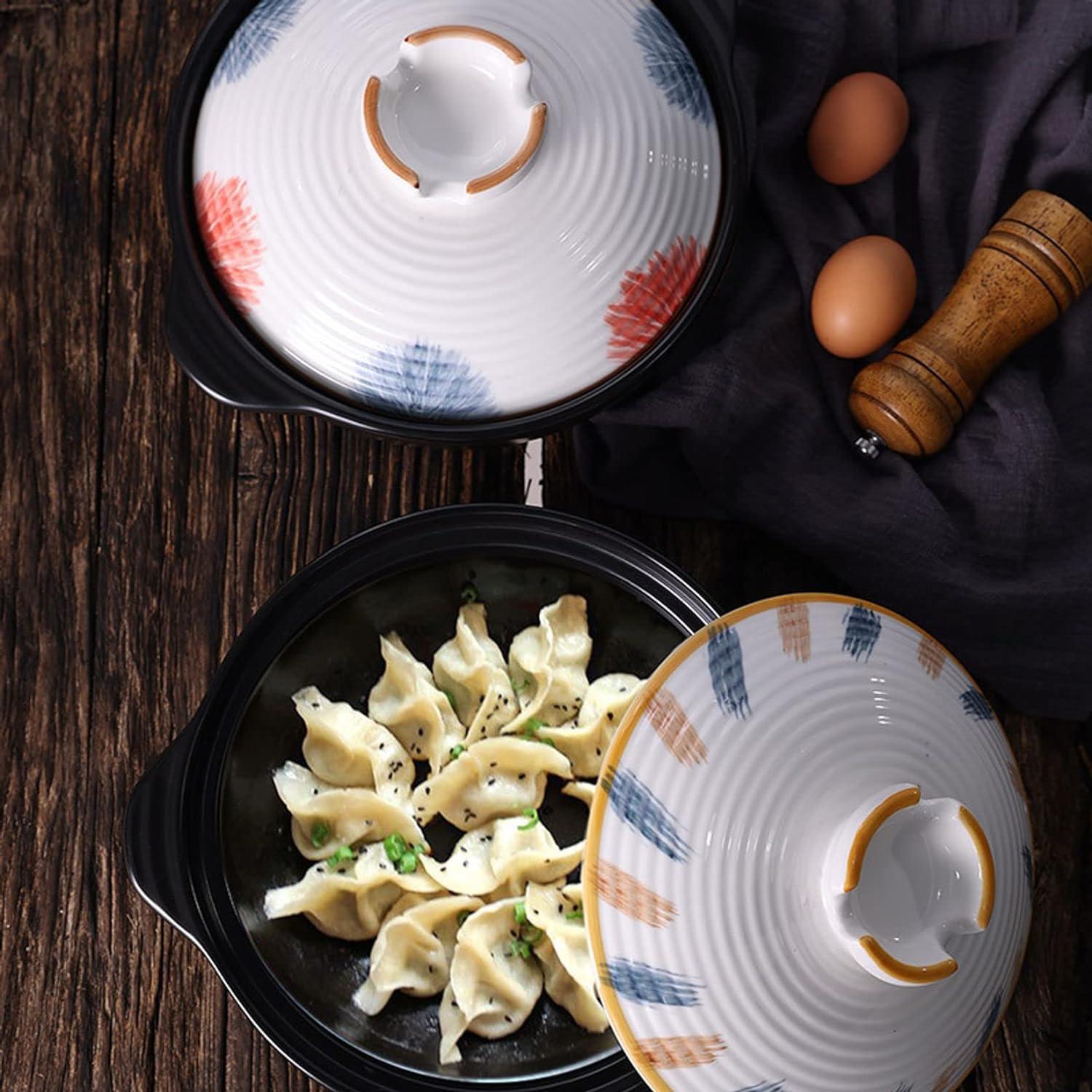 GRCQLWT GRCQLWT Casserole Pot with lid,Ceramic hot Pot, 1.6 Litre Casserole Dish with Lid, Ceramic Cookware, Shallow Casserole Stew Pot with Double Handle, Long-Lasti