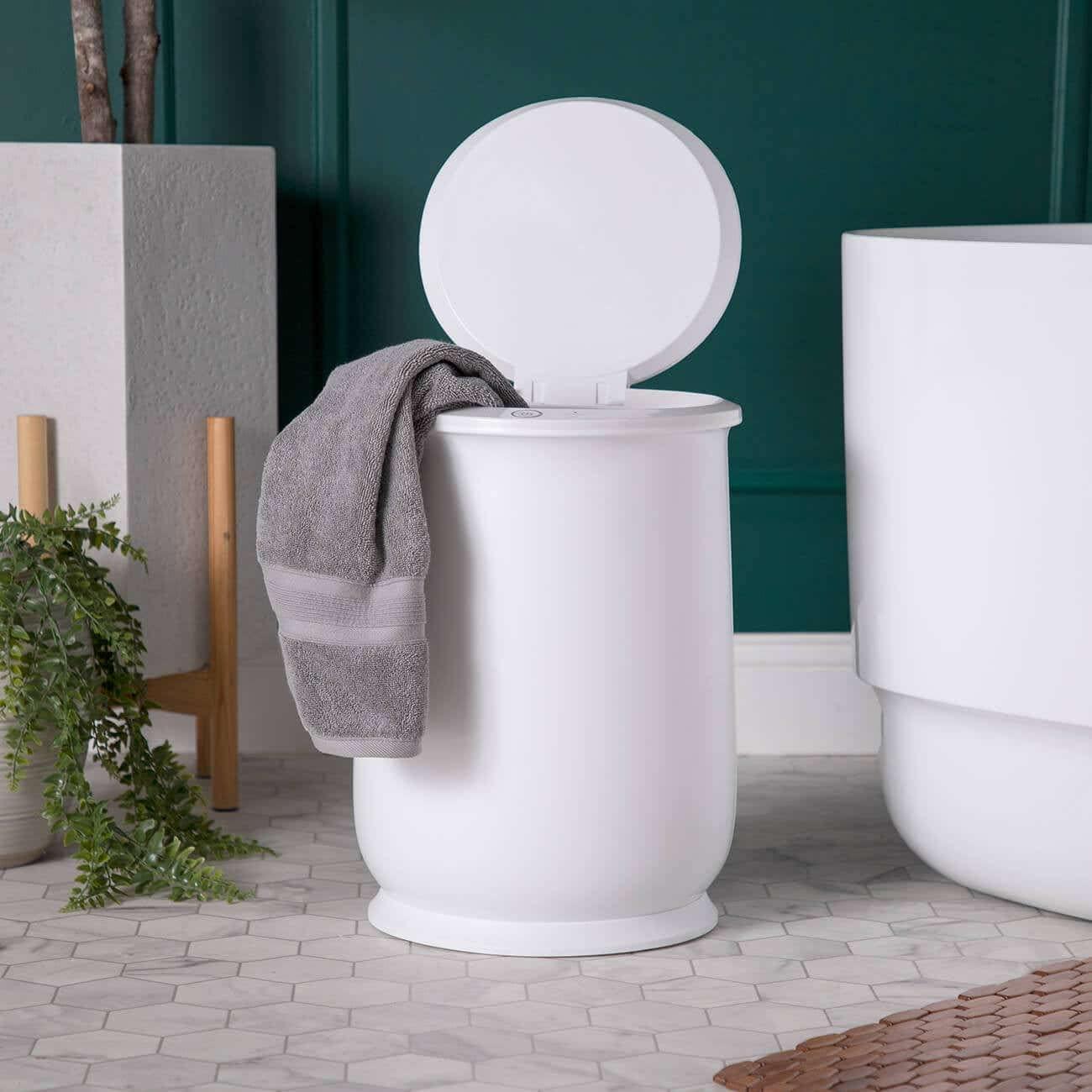 Vintage Tub & Bath Large Towel Warmer for Bathroom - Heated Towel Warmers Bucket, Wood Handle, Auto Shut Off, Fits Up to Two 40\"X70\" Oversized Towels, Bathrobes, Blankets, PJ\'s and More