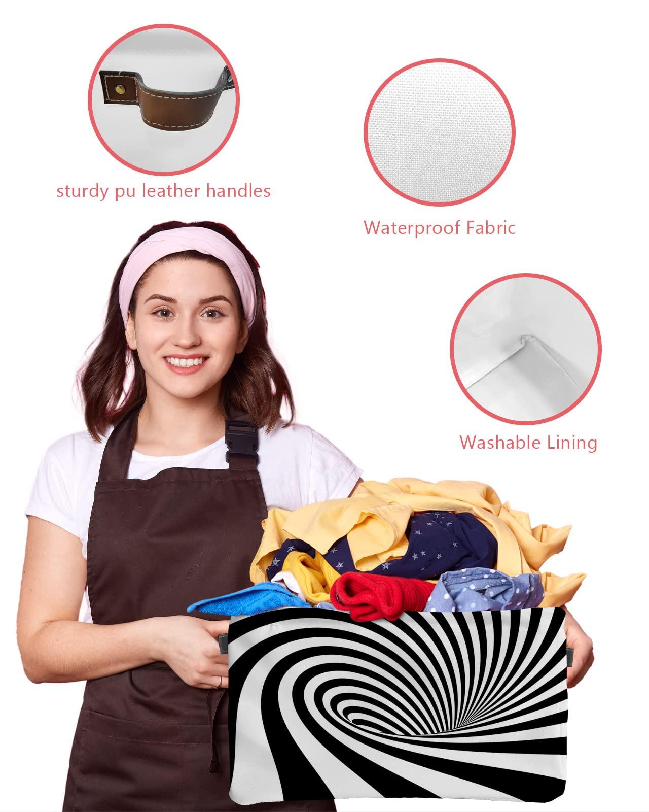 Shine-Home Visual Vortex Optical Cube Storage Organizer Bins with Handles,15x11x9.5 Inch Collapsible Canvas Cloth Fabric Storage Basket,Books Bin Boxes Black White Plaid Illusion Trippy 1 Pack