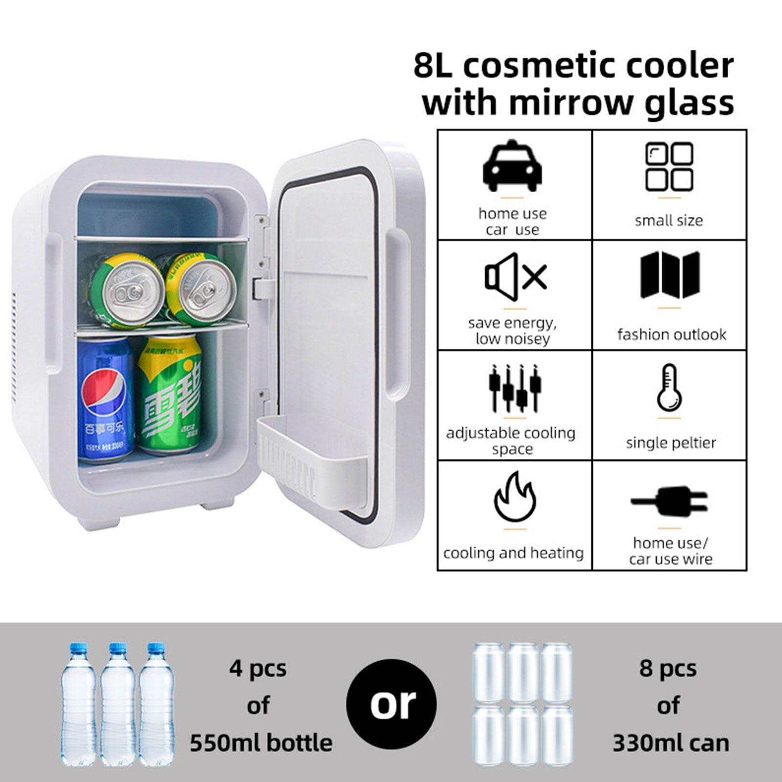 JXUFGYES JXUFGYES Mini Fridge with LED Mirror (8 Liter/8 Can) Portable 12V Skincare Fridge Cooler and Warmer for Christmas\'s Day Gift, Skincare, Beverage, Food, Home, Office and Car