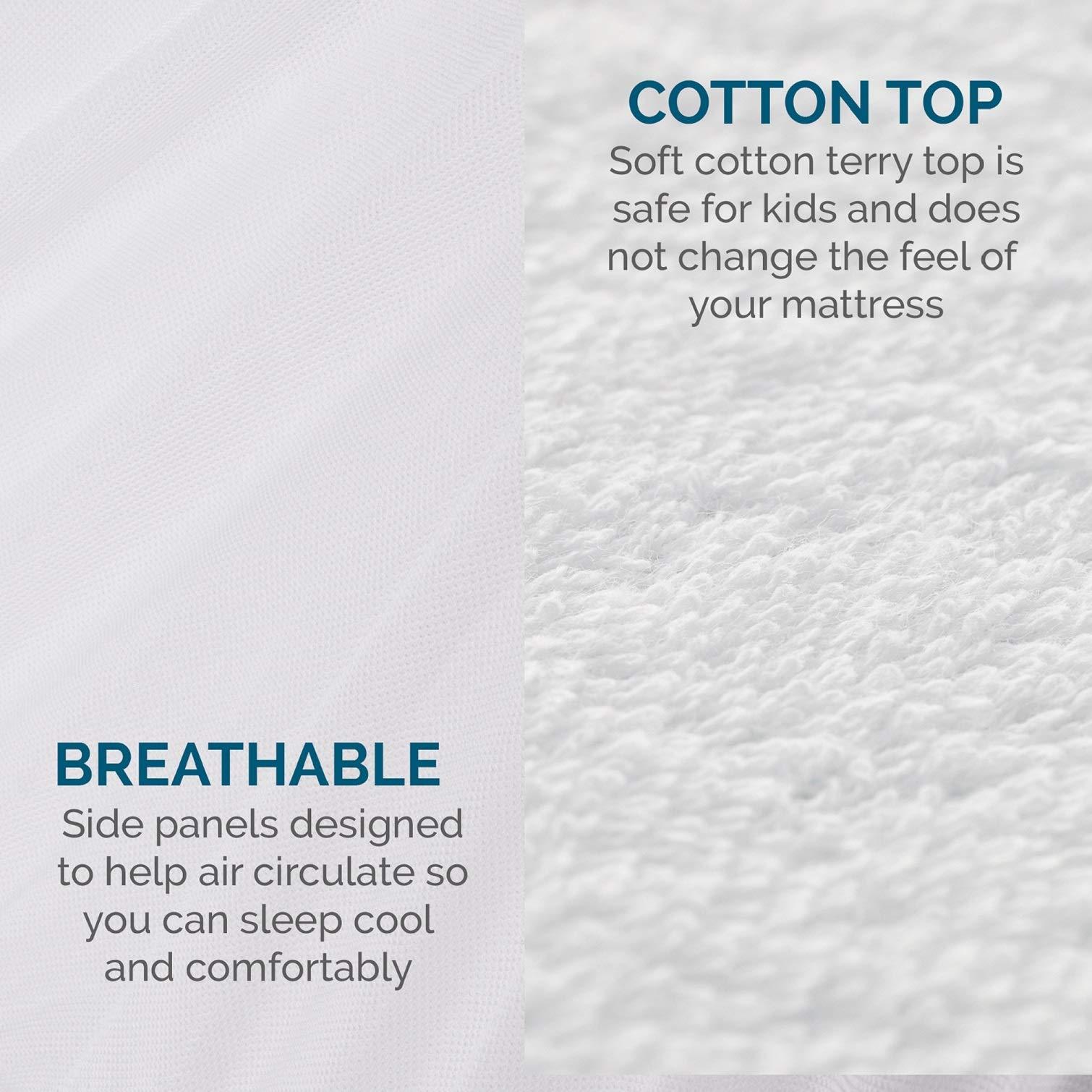 LUCID LUCID Premium Hypoallergenic 100% Waterproof Mattress Protector - Universal Fit, Cotton Terry Top, King