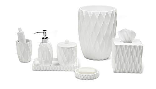 Roselli Trading Company Roselli Trading Company Wave Collection Wastebasket, White