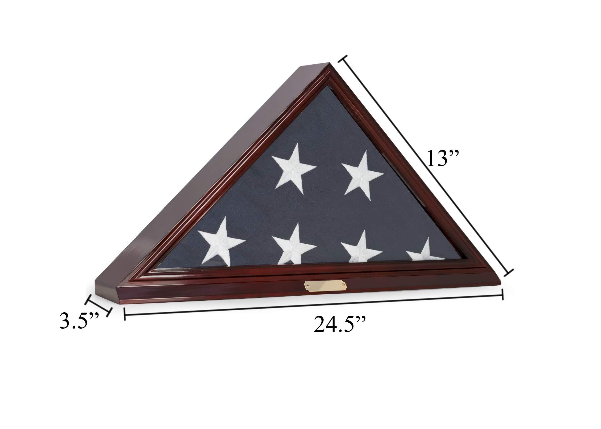 Bey-Berk Custom Personalized US Army American Flag Display Case for 5\' x 9.5\' ft Funeral or Burial Flag (Mahogany)