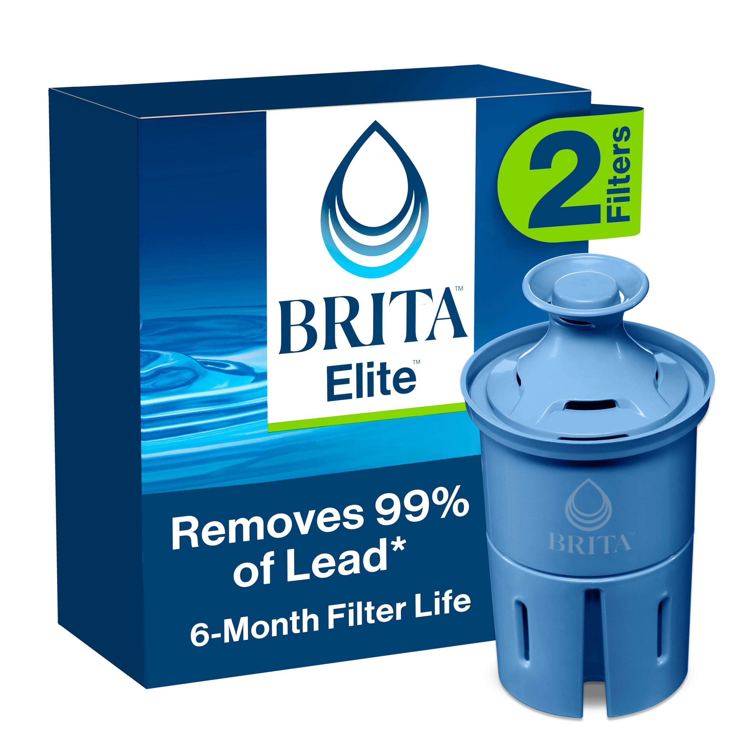 Brita Brita Elite Water Filter Replacements for Pitchers and Dispensers, NSF Certified to Remove 99% of Lead, 2 Count, Blue